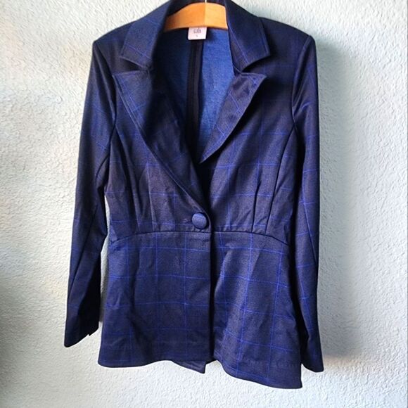 Cabi plaid one button front windowpane blazer - Picture 3 of 16